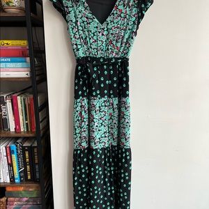 Maje Beautiful Long Floral Dress Flutter sleeve